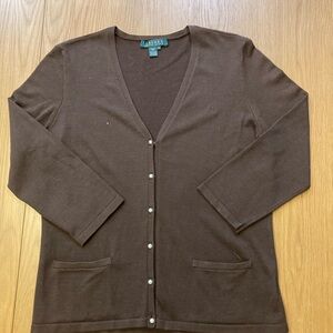 Lauren Silk cardigan with faux pearl buttons